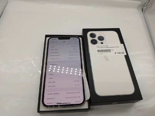 iPhone 13 Pro 1TB | mit Originalverpackung | Zerkratzt  | SimLock: Frei | Zustand: Gut | Farbe: weiss | Akku: 90% – Bild 4
