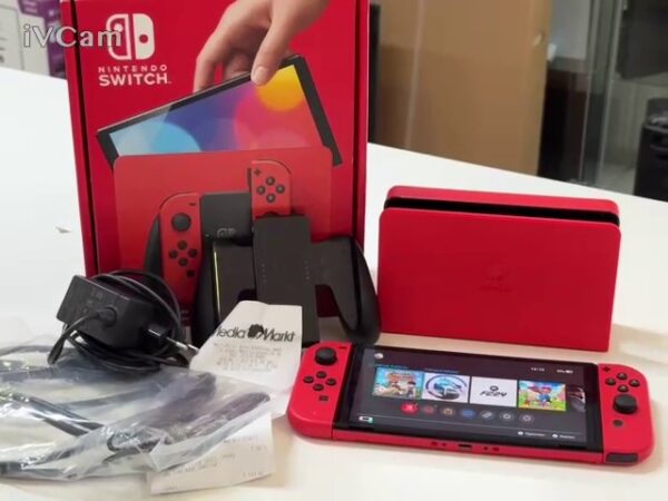 Nintendo Switch OLED Rot | Mit Verpackung  |  Rechnung von Mediamarkt von 15.2.24 | Zustand: Wie Neu | Farbe: schwarz – Bild 4