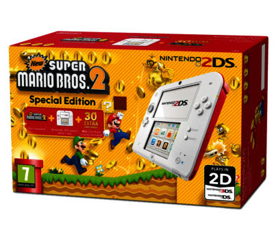 Nintendo 2ds Mario Special Edition | Super Mario 2 Vorinastalliert | mit Originalverpackung | Zustand: Sehr Gut | Farbe: weiss