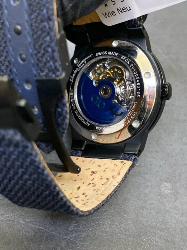 Salvatore Ferragamo F-80 Automatic |  Limited Edition Skeleton Blau mit Originalverpackung | Zustand: Wie Neu – Bild 4
