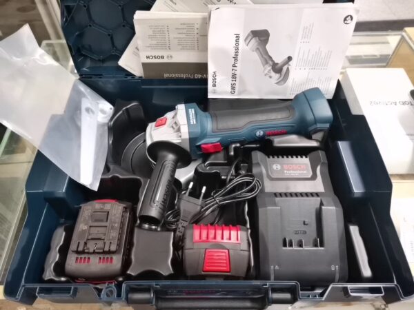Bosch Professional Gws 18v-7 Akku-winkelschleifer Inkl. L-boxx + 2 Akkus 4.0ah | Zustand: Wie Neu