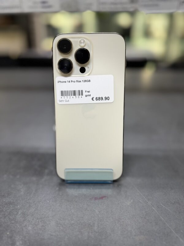 iPhone 14 Pro Max 128GB | sehr kratz auf display  | SimLock: Frei | Zustand: Sehr Gut | Farbe: gold | Akku: 89% – Bild 4