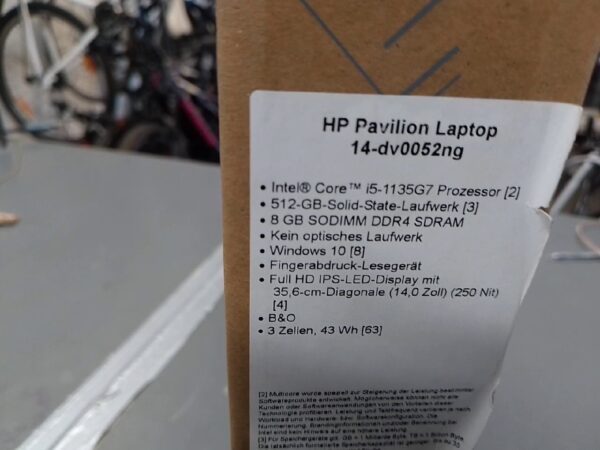 Hp Pavilion 14-dv0052ng | mit Originalverpackung | i5-1135G7. 8GB RAM | 512GB SSD | Fingerabdruck Sensor | WIN 10 | Zustand: Neu – Bild 3