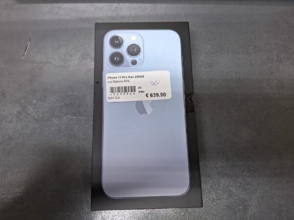 iPhone 13 Pro Max 256GB | mit Originalverpackung  | SimLock: A1 | Zustand: Gut | Farbe: blau | Akku: 85% – Bild 3