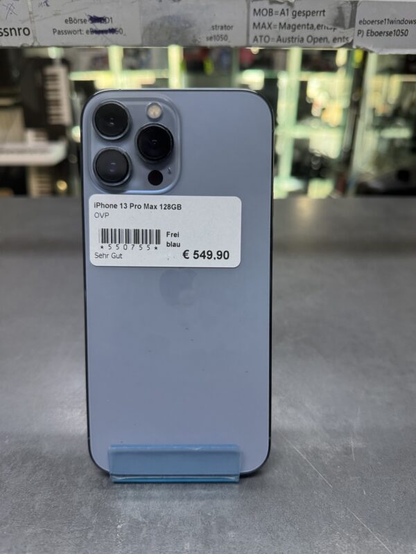 iPhone 13 Pro Max 128GB | mit Originalverpackung  | SimLock: Frei | Zustand: Sehr Gut | Farbe: blau | Akku: 83% – Bild 4