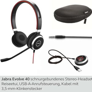Jabra Evolve 40 MS Stereo Headset | Tasche | Zustand: Sehr Gut