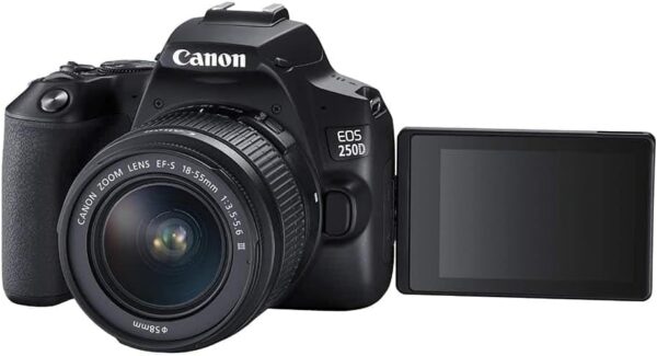 Canon Eos 250 mit Objektiv | EF-S 18-55mm f | 3.5-5.6 III mit 2Akkus+ mit Ladegerät mit 
Tasche schwarz  | Zustand: Sehr Gut