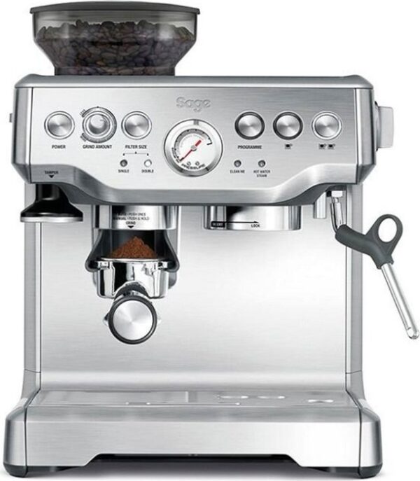 Sage BES875 The Barista Express silber | mit Originalverpackung | Espressomaschine Kaffeevollautomat | wasser komt nicht | ohne Garantie | Zustand: Gut