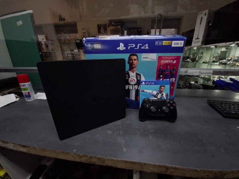Sony PS4 Slim 500GB mit Spiele | mit Originalverpackung+FIFA 19 | Zustand: Sehr Gut | Farbe: schwarz – Bild 2