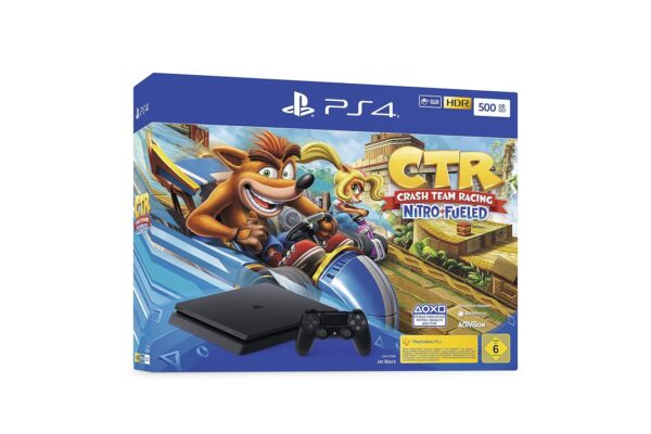 Sony PS4 Slim 500GB mit Spiele | mit Originalverpackung+ Crash Team Racing: Nitro-Fueled | Zustand: Wie Neu | Farbe: schwarz – Bild 2