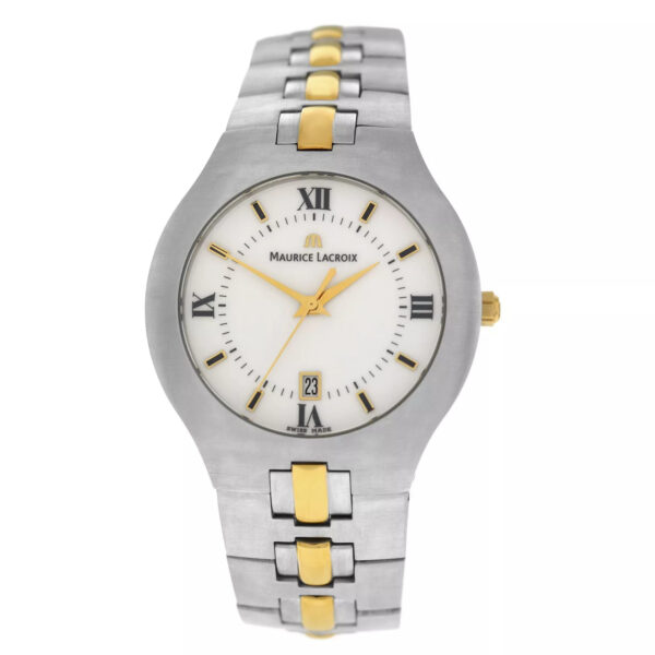 Maurice Lacroix sa1017-SY023-110 | mit Originalverpackung | Mens 18K Gold Steel Date Quartz 38MM Watch | Zustand: Wie Neu