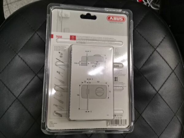 Abus Türzusatzschloss 7030 (sperrbügel, Silber, Din Anschlag: Universell Einsetzbar, Geeignet Für: Nach Innen Öffnende Eingangstüren | mit Originalverpackung  | Zustand: Neu – Bild 2