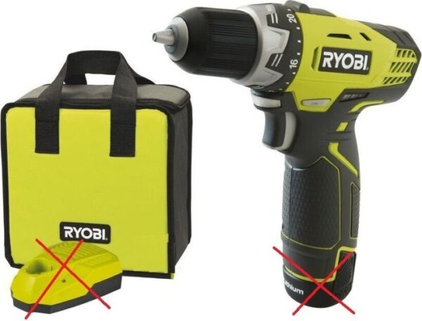 Ryobi RCD12011L Akku-Bohrschrauber inkl. Tasche + 2 Akkus 1.3Ah | Silbere Tasche