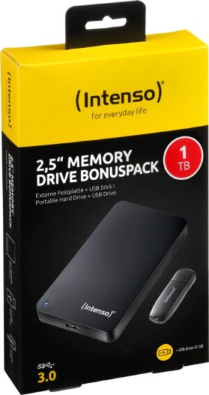 Intenso Memory Drive Bonuspack, Schwarz, 2.5", 1tb, Usb 3.0 Micro-b | mit Originalverpackung | Zustand: Neu