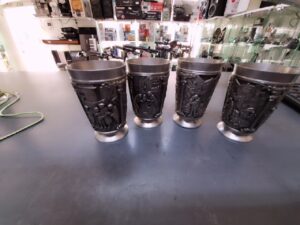 4 X Frieling Zinn Becher  | 1 becher ist verformt (Foto 6) | Zustand: In Ordnung