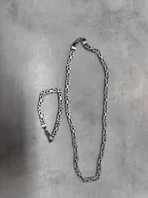 Silber Königskette +armband | 331g kette hat 70 cm 8mm und armband 24cm 8mm | Zustand: Sehr Gut