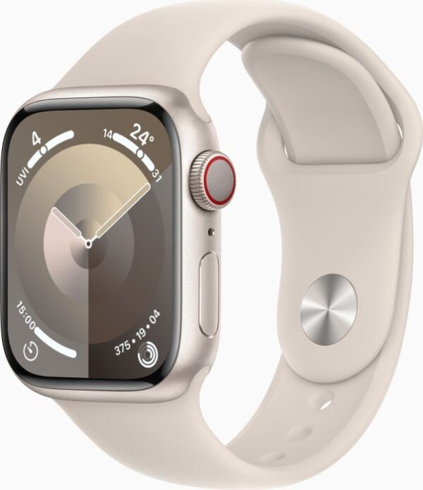Apple Watch Series 9 (GPS + Cellular) 41mm Aluminium Polarstern mit Sportarmband S/M Polarstern | mit Originalverpackung | mit org. Rechnung vom 25.07.2024 | Zustand: Wie Neu