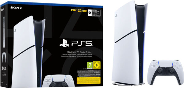 Sony PS5 Slim 1TB Digital Edition | Mit Verpackung | Zustand: Wie Neu | Farbe: weiss – Bild 2