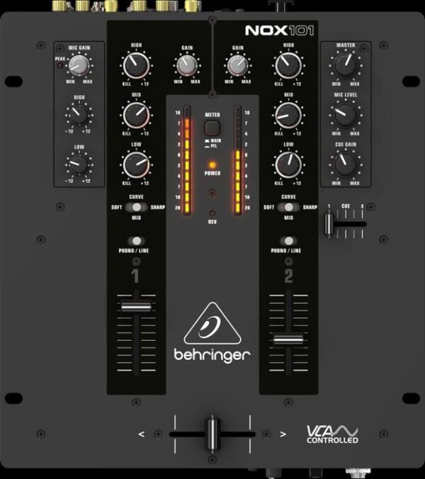 Behringer Pro Mixer Nox101  | Premium 2-Kanal DJ-Mixer mit voller VCA-Steuerung und Ultraglide Crossfader | mit Adapter | Zustand: Sehr Gut