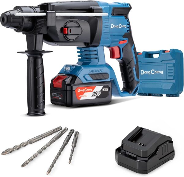 Dongcheng Akku Bohrhammer 18v, Brushles | Koffer | 2 Akkus 4 Ah+ mit Ladegerät | mit 4 Stück SDS-plus | | Zustand: Wie Neu