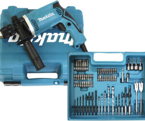 Makita Hp1631 schlagbohrmaschine | Koffer mit Bohr | Bit set | Bohrfutter hat Spuren |ohne Handgriff | Zustand: Sehr Gut