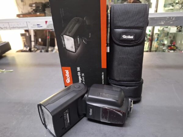 Rollei Blitzgerät 56 Flash Unit 56 | mit Originalverpackung | für Canon und Nikon | Zustand: Sehr Gut