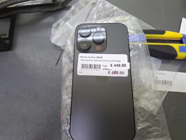 iPhone 14 Pro 128GB | Glass auf der Kamera Sprung | Gebrauchsspuren | SimLock: Frei | Zustand: Gut | Farbe: schwarz | Akku: 88% – Bild 2
