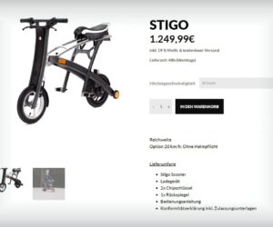 Stigo Klappbarer E-Scooter | mit Ladegerät  |  Akku ist Defekt .
lässt sich nicht auf laden !