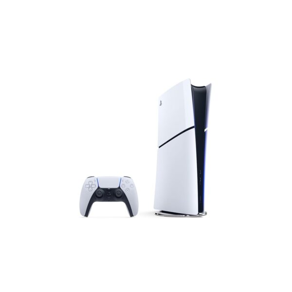Sony PS5 Slim 1TB Digital Edition | Abdeckung auf einer Seite fehlt |  mit Controller und Kabeln | Zustand: In Ordnung | Farbe: weiss – Bild 2