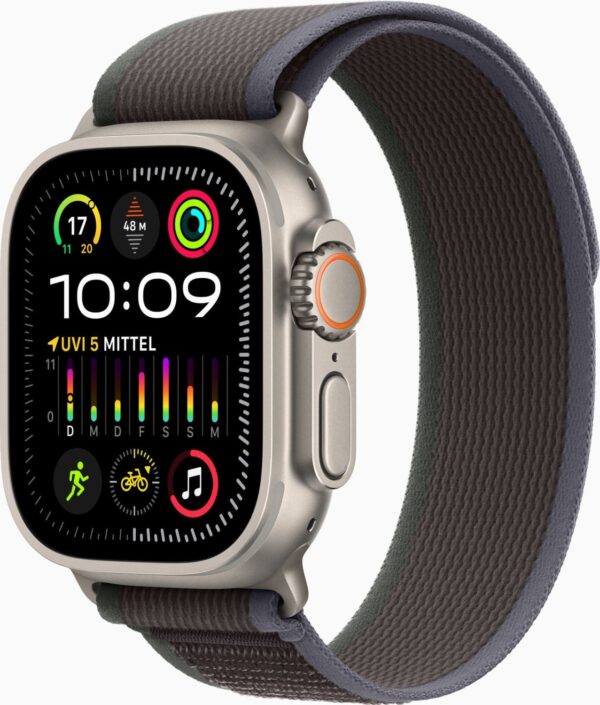 Apple Watch Ultra 2 49mm mit Trail Loop S/M blau/schwarz | mit Originalverpackung | Akku 100% | Extra Armband und Displayschutz als Geschenk | Zustand: Sehr Gut