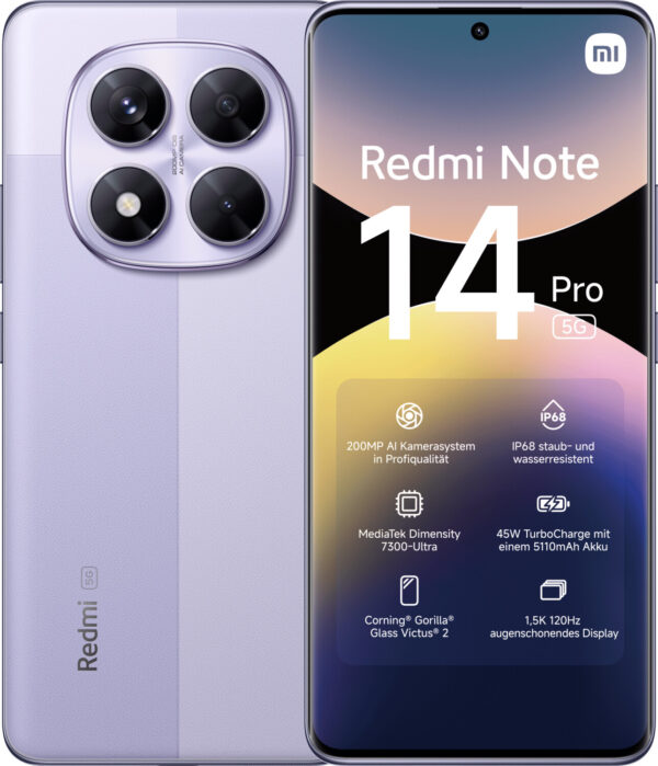 Xiaomi Redmi Note 14 Pro 256GB/8GB | mit Originalverpackung | SimLock: Frei | Zustand: Sehr Gut | Farbe: Aurora Purple