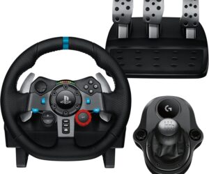 Logitech G29 Racing Lenkrad | + Logitech Driving Force Shifter Schalthebel | Für PS3 | PS4 | Ladegerät | Zustand: Gut | Farbe: schwarz