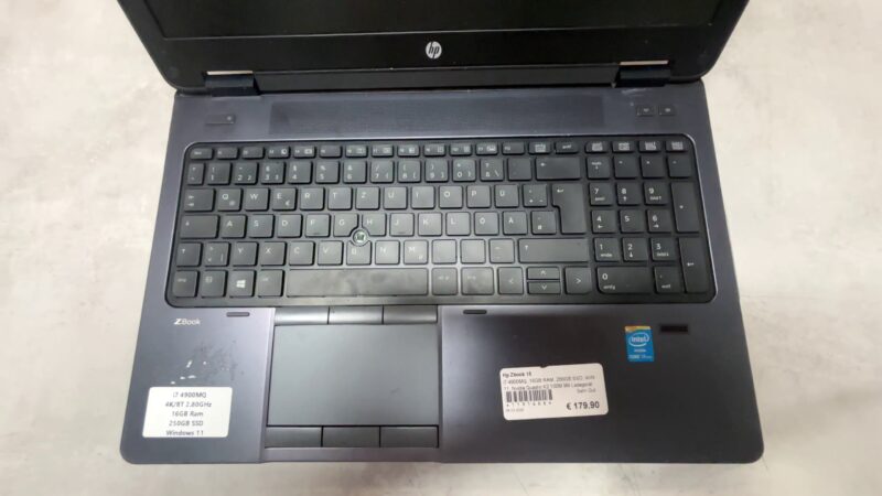 Hp Zbook 15   | i7 4900MQ | 16GB RAM | 256GB SSD | WIN 11 | Nvidia Quadro K2 100M Mit Ladegerät | Zustand: In Ordnung – Bild 2