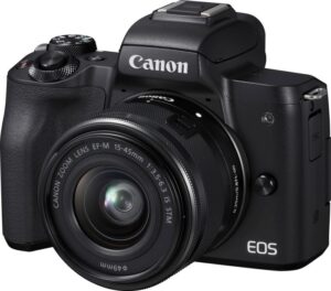 Canon Eos M50 Schwarz Mit Objektiv Ef-m 15-45mm 3.5-6.3 Is Stm | mit Ladegerät und Akku | Zustand: Sehr Gut