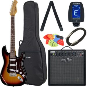 Harley Benton St-62sb Vintage Serie Bundle | Mit Tasche  |  Originale Rechnung  |  Verstärker Harley Benton HB-20R  | Zustand: Wie Neu
