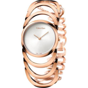 Calvin Klein K4G236 Body Damen Armreif, Uhr Roségold Edelstahl Silber Zifferblatt Quarz | Zustand: Gut