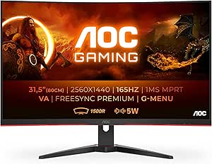 Aoc Cq32g2se/bk, 31.5" | mit Ladegerät  
2560x1440 (WQHD) | 16:9 | 93ppi 165Hz | Zustand: Sehr Gut