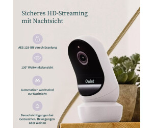 Owlet Cam 2 HD Baby Monitor, mit Originalverpackung, Weiß, Nachtsicht, 4x Zoom, Weinen-Erkennung, Temp. | Feuchtigkeit, 130° Weitwinkel | Zustand: Neu – Bild 3