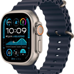Apple Watch Ultra 2, Titan Natur 49mm, Ocean Armband Marine, GPS + Cellular (LTE), 100% Akku, neuwertig. | Zustand: Sehr Gut