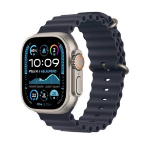 Apple Watch Ultra 2, Titan Natur, 49mm, GPS + Cellular, Ocean Armband Marine, 100% Akku | Zustand: Wie Neu