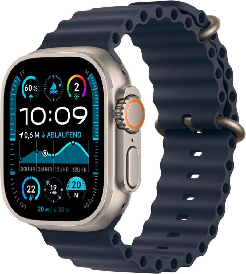 Apple Watch Ultra 2, Titan Natur, 49mm, GPS + Cellular, Ocean Armband Marine, 100% Akku | Zustand: Wie Neu – Bild 2