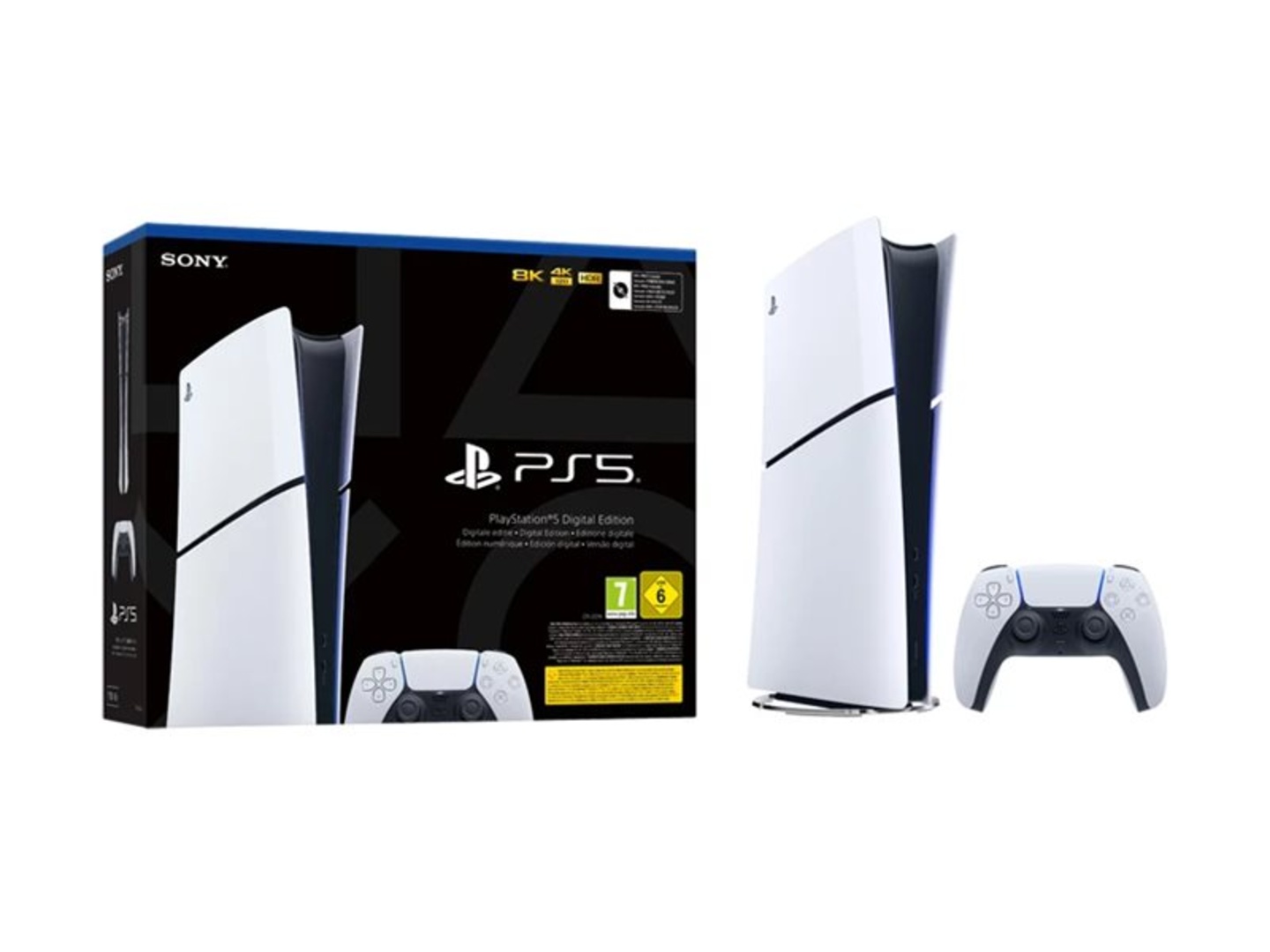 Sony PS5 Slim Digital Edition 1TB, "mit Originalverpackung" (Originalverpackung) ist eine wichtige Zustandsangabe. "Controller und Kabeln" ist korrekt, kann aber präziser formuliert werden. | Zustand: Gut | Farbe: weiss – Bild 2