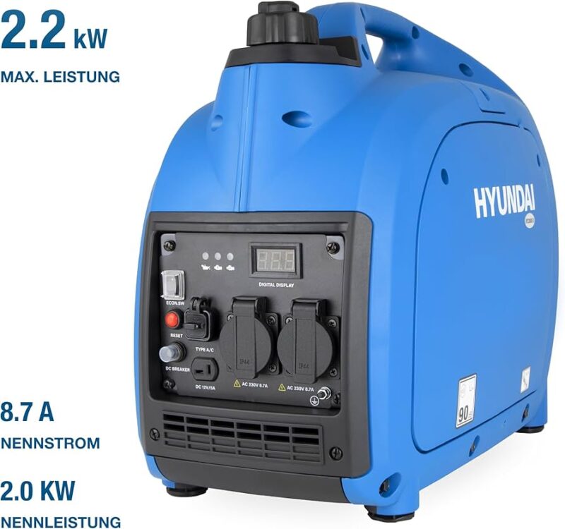 Hyundai HY2300Si D, Inverter, 2.2 kW Max.  |  2.0 kW Nennleistung, reiner Sinus, ECO-Modus, 20 kg, Digital-Display. | Zustand: Sehr Gut – Bild 5