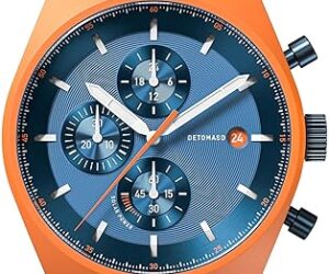 DETOMASO D10 CHRONO SOLAR, Orange, Solar-Uhrwerk (Epson), Gehäuse aus recyceltem Ocean Plastic, 5 Bar, mit Originalverpackung. | Zustand: Sehr Gut