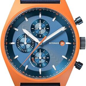 DETOMASO D10 CHRONO SOLAR, Orange, Solar-Uhrwerk (Epson), Gehäuse aus recyceltem Ocean Plastic, 5 Bar, mit Originalverpackung. | Zustand: Sehr Gut