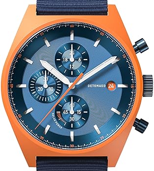 DETOMASO D10 CHRONO SOLAR, Orange, Solar-Uhrwerk (Epson), Gehäuse aus recyceltem Ocean Plastic, 5 Bar, mit Originalverpackung. | Zustand: Sehr Gut