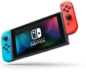 Nintendo Switch Neon-Rot/Neon-Blau, Inkl. Docking-Station, Netzteil, HDMI-Kabel und weiterem Standard-Zubehör (Joy-Con-Halterung, Handgelenksschlaufen). Gebraucht, voll funktionsfähig. | Zustand: Sehr Gut | Farbe: schwarz