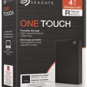 Seagate One Touch 4TB, Schwarz, Externe HDD, Passwortschutz (Hardware-Verschlüsselung), Rescue Datenrettung, USB 3.0. | Zustand: Neu
