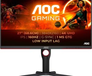 AOC U27G3X/BK Gaming Monitor, 27 Zoll, 4K UHD, 160 Hz, 1ms GtG, IPS-Panel, HDMI 2.1, DisplayHDR 400, inkl. Stromkabel. | Zustand: Sehr Gut