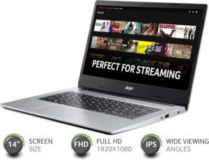 Acer Aspire 1 A114-33-C6ZV, 14Zoll FHD, Intel Celeron N5100, 4GB | 64GB eMMC, DE-Tastatur, leichte Kratzer auf der Rückseite | Zustand: Gut